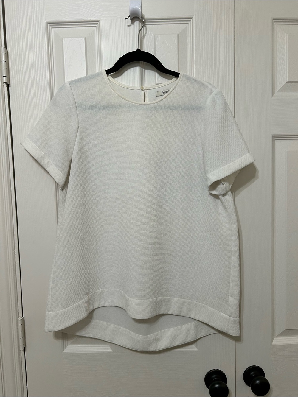 Madewell Ivory White High Low Short-Sleeve Blouse sz L